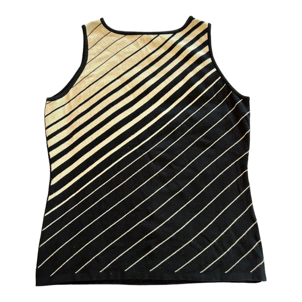Amanda Smith Women’s Classic Black and Tan Striped‎ Front Sweater Vest   Sz M